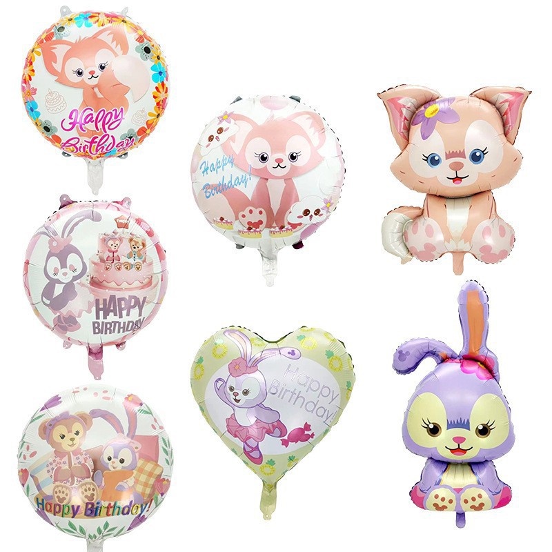 【Readystock】 Linabell Kids 生日快樂氣球套裝女孩系列卡通設計 Stella Lou 可愛兔子箔