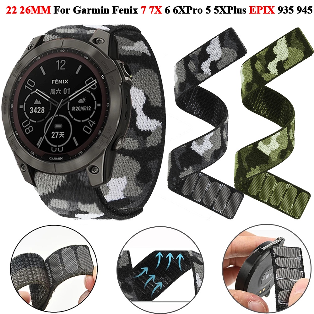 22mm 26mm 針織尼龍智能手錶錶帶, 適用於 Garmin Fenix 7x 7 6 6X Pro 5X 5Plu