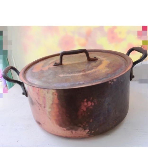 《舊好看》法國19世紀 手工製作 古銅鍋 紅銅鍋 大湯鍋 fabricationfrancaise 銅鍋