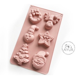 【AYUR】聖誕主題 聖誕老人+麋鹿+聖誕樹+聖誕花圈 食品級矽膠模/冰塊模/手工皂模/蠟燭模/立體模/法式慕斯模/巧克