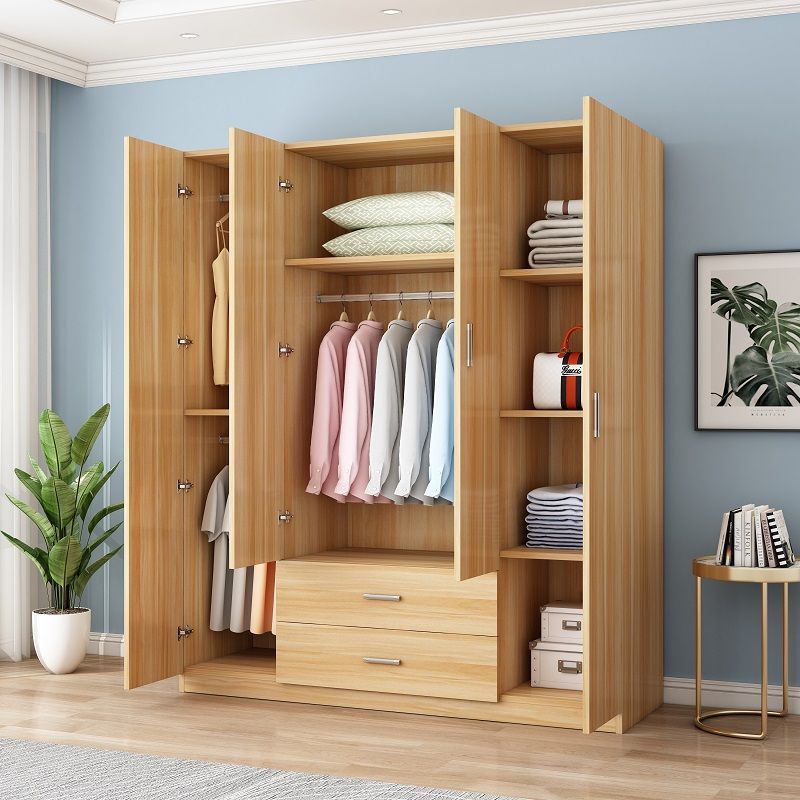 ✨衣櫃 現代 簡約 實木 組裝 家用 卧室 出租房用 簡易 掛衣櫃 木質 收納 大衣櫥