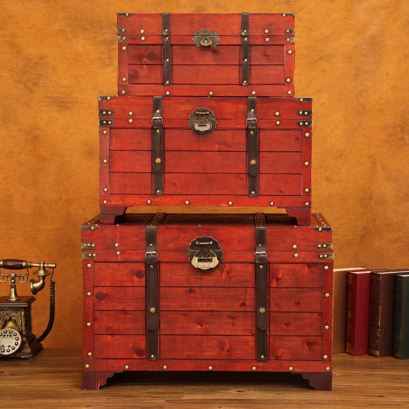 收納盒 復古超大號帶鎖木箱子木質大容量衣服收納箱床底木制儲物箱道具箱