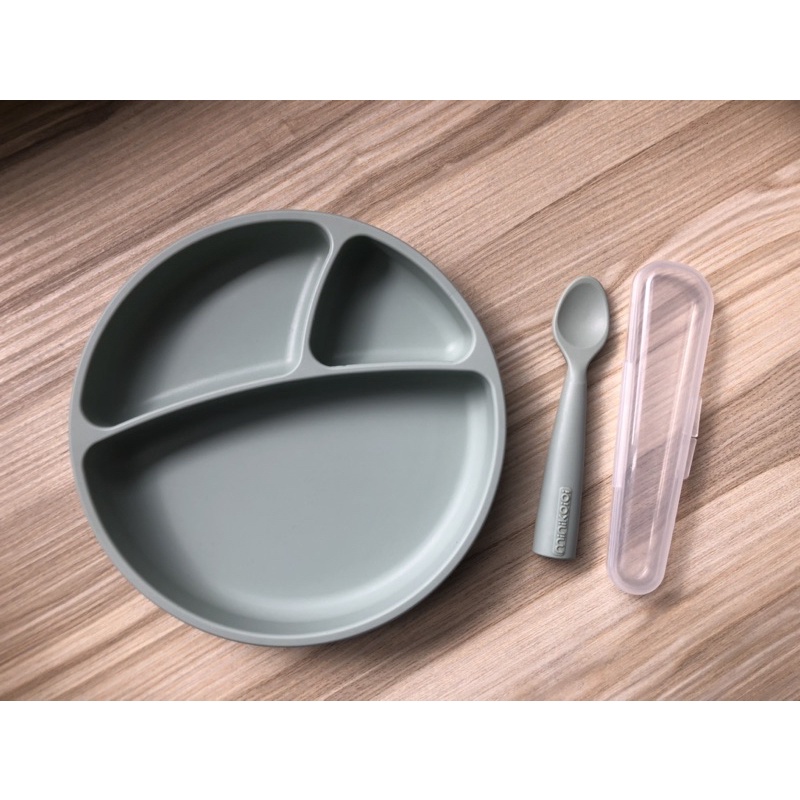 （二手）Minikoioi 土耳其 防滑矽膠餐盤+湯匙 副食品餐具組