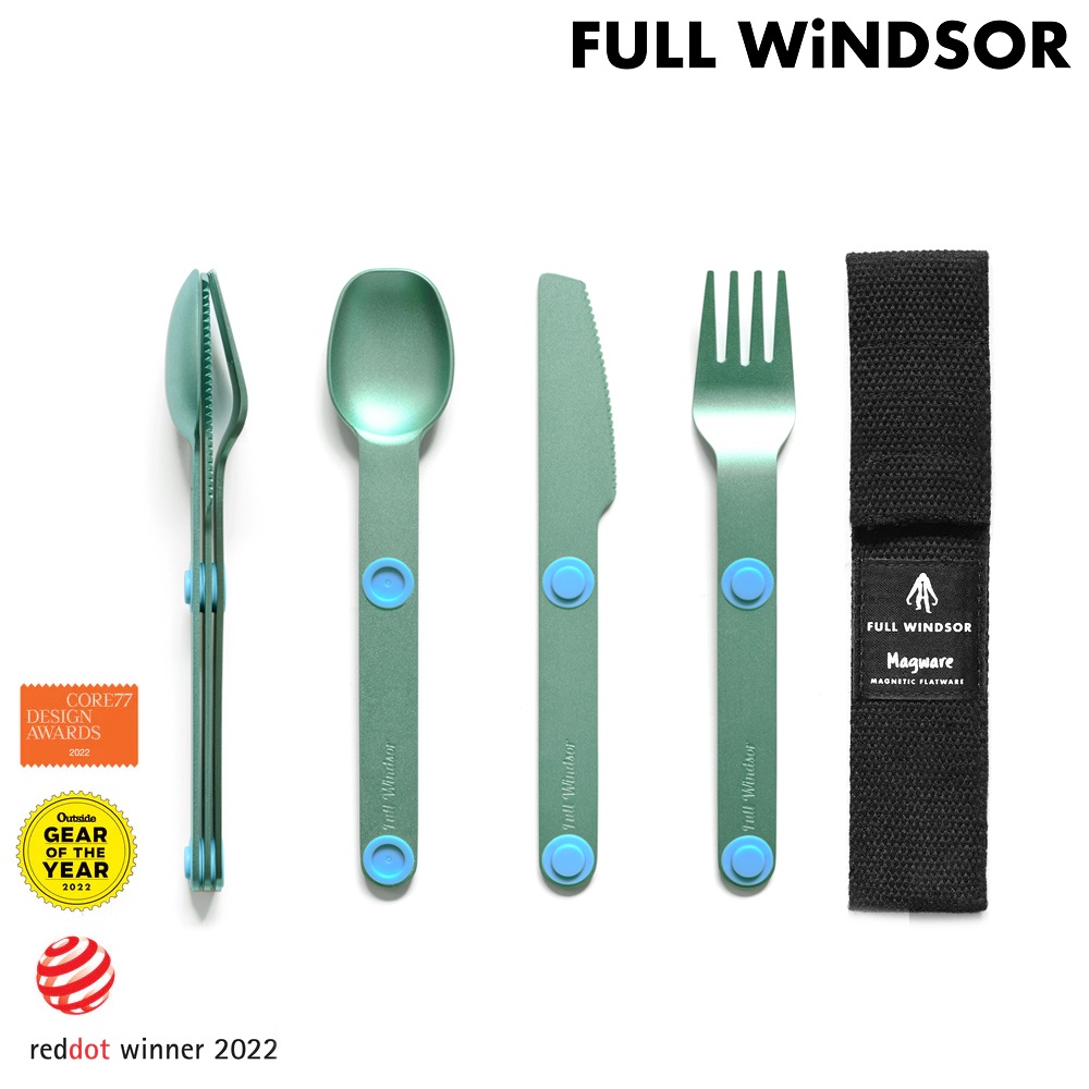 Full Windsor Magware 磁性餐具三件組 MAG-SS-TUR 水藍 / 叉刀匙 鋁合金 露營炊具