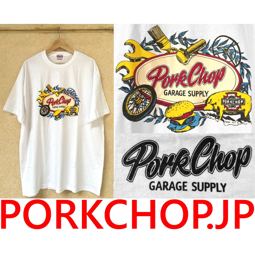 М PORKCHOP PORK BACK TEE キムタク 木村拓哉 WH S BG PORKCHOP PORK