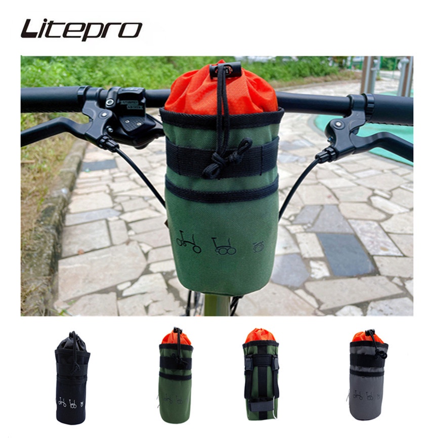 Litepro 山地公路自行車坐管水壶包超輕尼龍布袋籠座管车把水瓶挂包適用於 brompton Dahon 折疊自行車