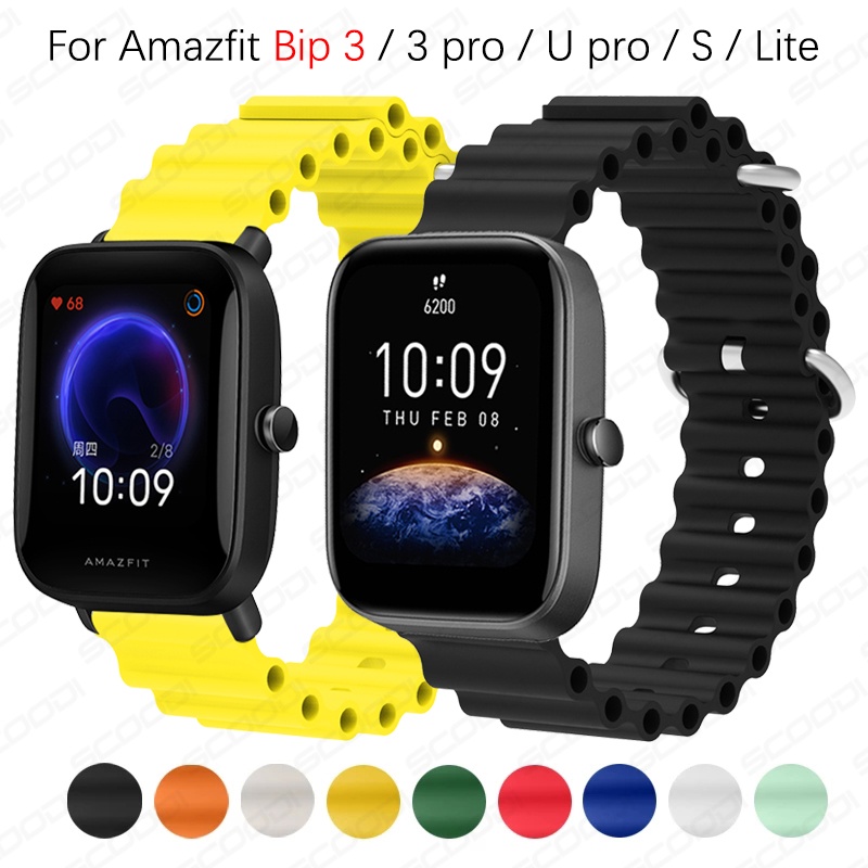 小米 Huami Amazfit Bip 3 3 Pro U Pro S Lite Pop 金屬扣環帶的海洋矽膠錶帶