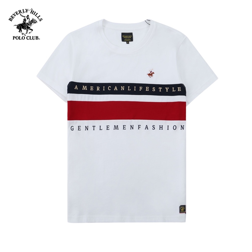 Beverly Hills Polo Club - 亮白色常規版型男士短袖 T 恤 BWH-BHPC TSMRSW21T