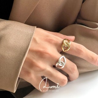 [ALUMI] 寬交織銀戒｜S925純銀 鍍金 歐美時尚 圓潤鏤空 開口戒 戒指 飾品 純銀戒指