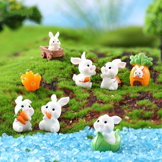 微景觀可愛動物 卡通兔子 萌兔園藝裝飾 花園微型樹脂配件