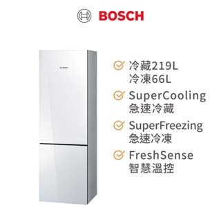 BOSCH 獨立式上冷藏(219L)下冷凍(66L)玻璃門冰箱 純淨白 KGN36SW30D