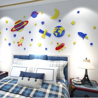 【DAORUI】太阳系宇宙太空星空壁貼3d立體牆貼亞克力壁貼卡通星星兒童房寶寶臥室幼稚園牆面裝飾