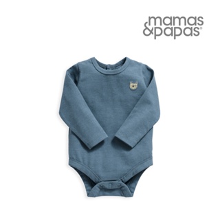 Mamas & Papas 毛毛熊-長袖包屁衣-藍(5種尺寸可選)