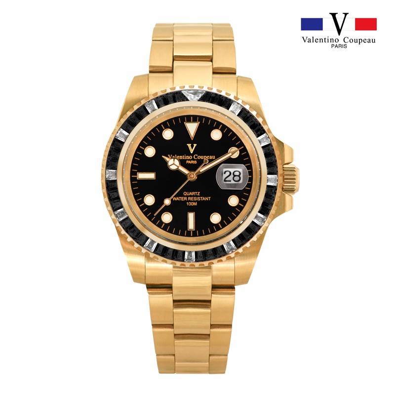 【范倫鐵諾 Valentino Coupeau】T61589AAK 金霸梯鑽圈經典潛水錶