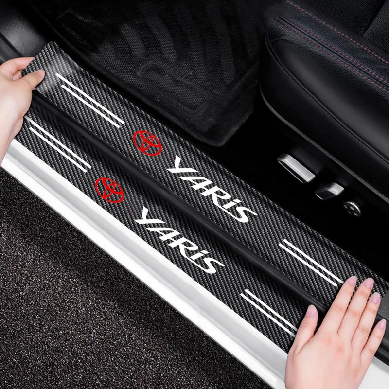 豐田 yaris 配件的車門碳纖維防刮貼紙防水貼紙後備箱保護貼紙