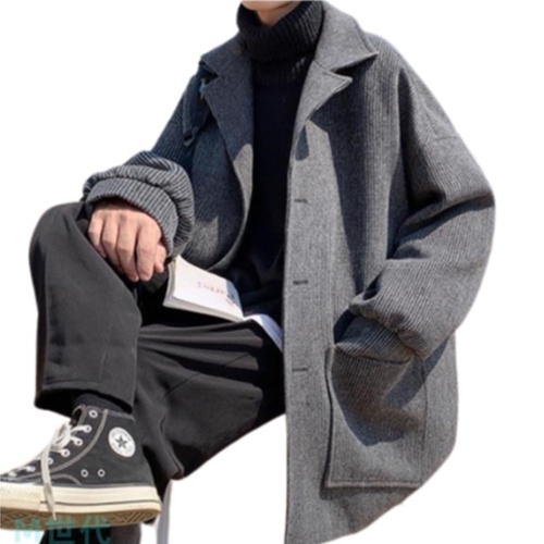 【M世代】韓系帥歐爸毛呢大衣外套男 韓版大衣 西裝外套 男西裝大衣 男生大衣 毛呢外套(BCJ421