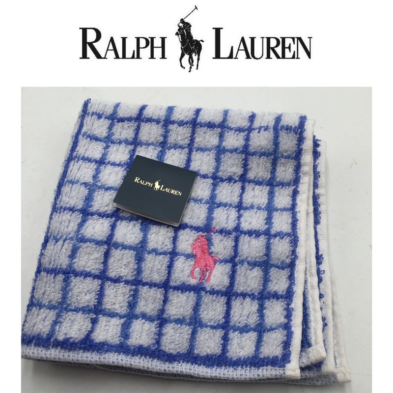 新古真品 RALPH LAUREN ❤️未使用❤️方巾 格紋 綿100% 25*25公分 日本製 E126