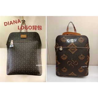 DIANA經典LOGO後背包 皮革女款真皮包後背包 側背包百搭背包 薇娜皮飾
