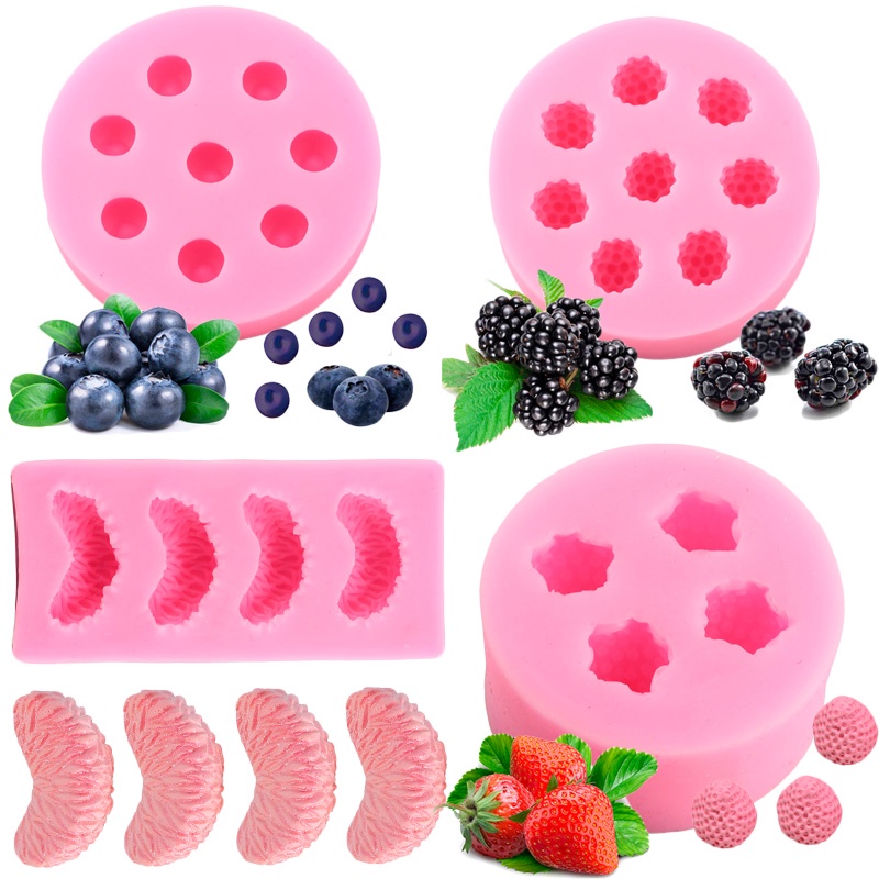 水果草莓藍莓桑葚矽膠模具菠蘿橙軟糖巧克力果凍糖果樹脂模具蛋糕裝飾工具
