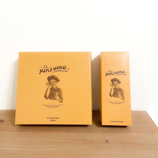 The Maple Mania 日本 楓糖男孩 餅乾紙盒 包裝紙盒 起司餅乾 方形 橘色 牛皮色 紙盒 包裝盒 收納盒