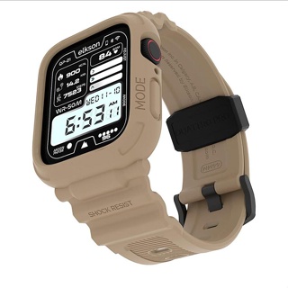 elkson 44/45mm Apple Watch 8/7/6/5/4/SE Quattro Pro柔韌透氣耐磨TPU一體成形軍規錶帶/ 沙色 eslite誠品