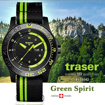 【期間限量-特價1組】Traser (公司貨) Green Spirit 軍錶 #105542