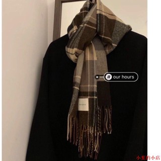 小葉的小店高階感新款格子圍巾女秋冬季韓系氛圍感百搭加厚學生情侶圍脖保暖