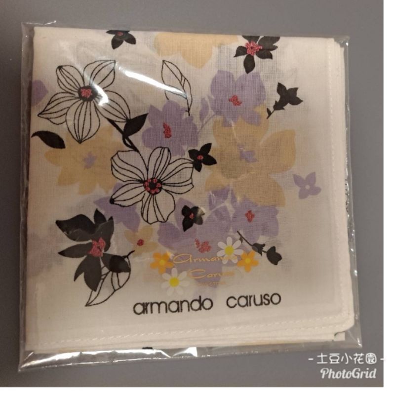 日本製 armando caruso純棉手帕 手巾 花卉圖案