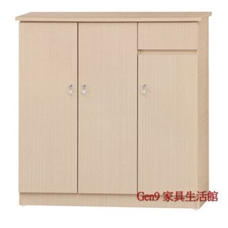 Gen9 傢俱生活館..洗白橡/胡桃色經典3x3.2尺開門鞋櫃(木心板)-EH*368-32..臺北地區免運費!!