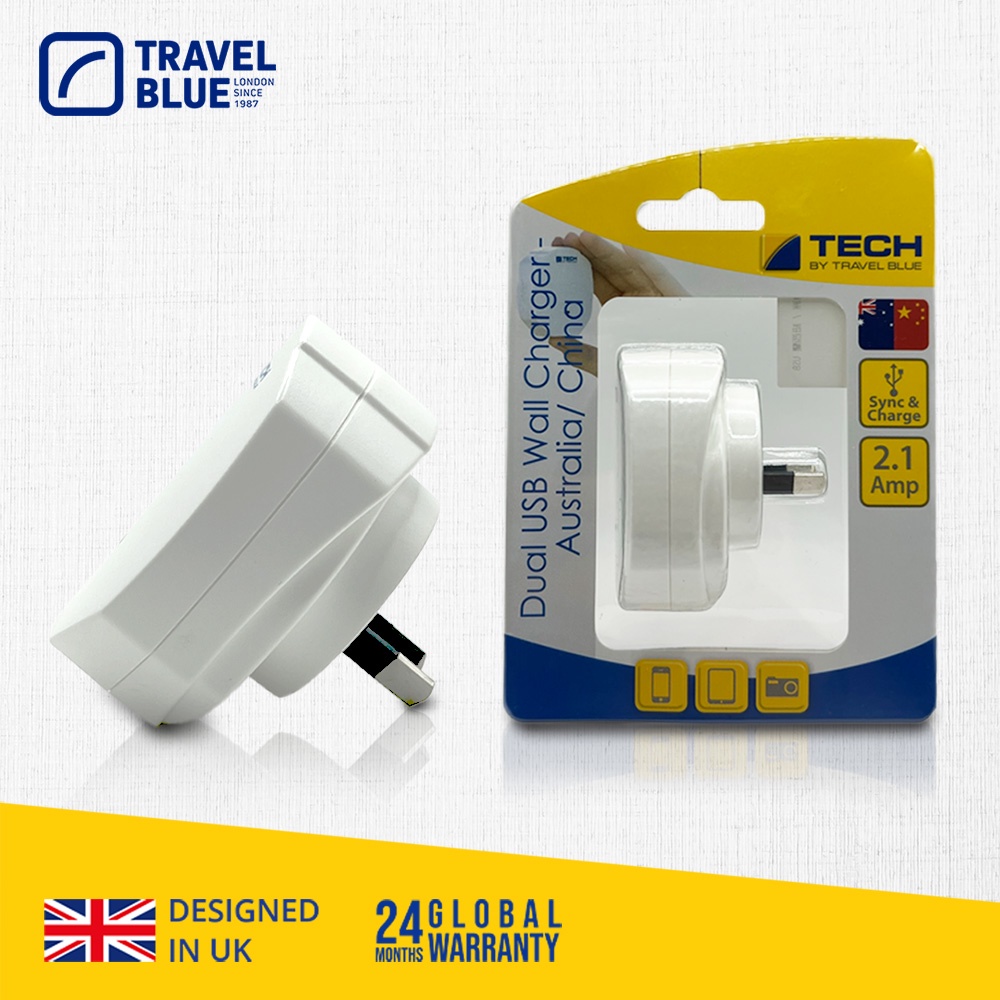 【Travel Blue 藍旅 】澳洲/紐西蘭/中國 雙孔 USB轉接插頭 TB962