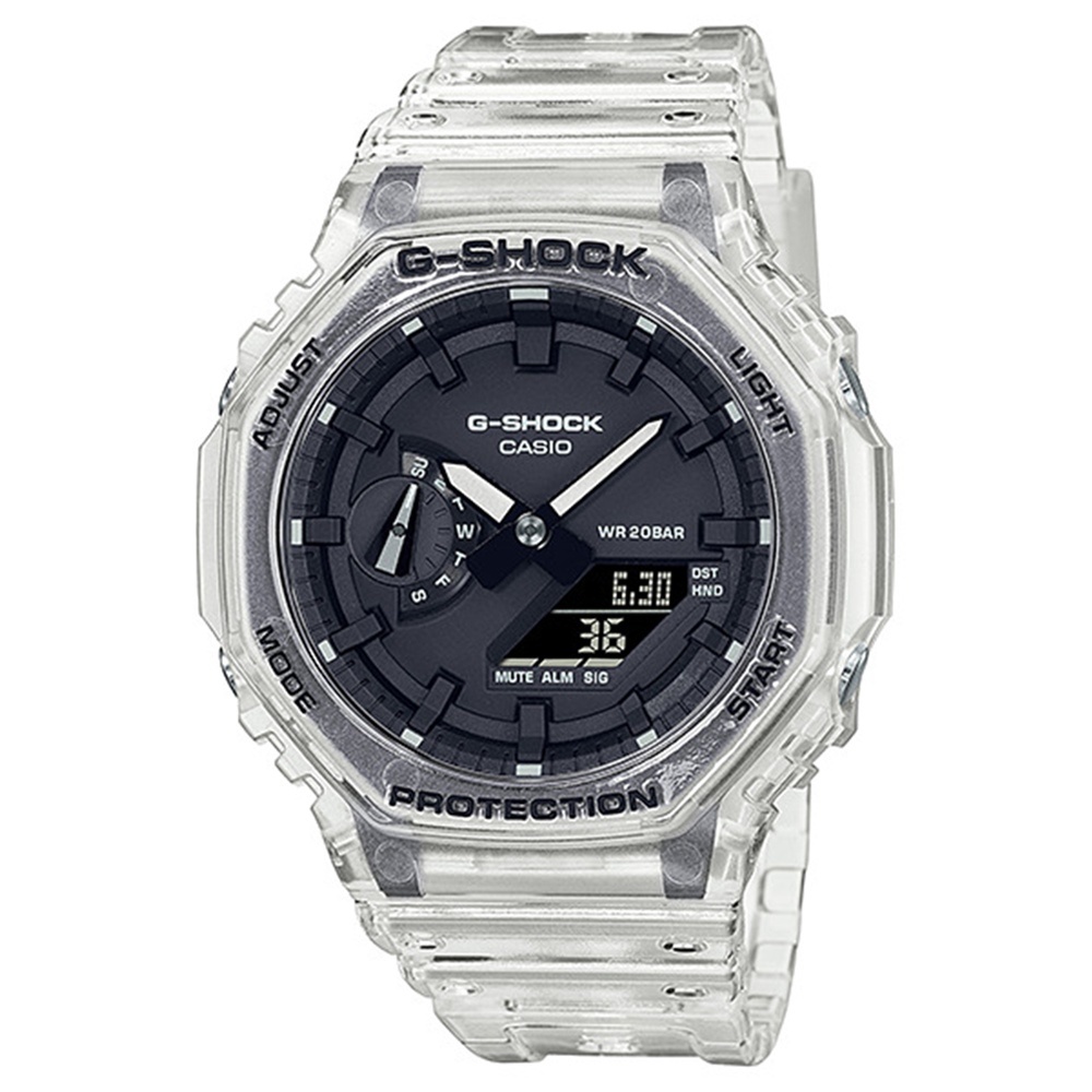 CASIO 卡西歐 男 G-SHOCK 農家橡樹 透明特別版 雙顯電子錶 (GA-2100SKE-7A)