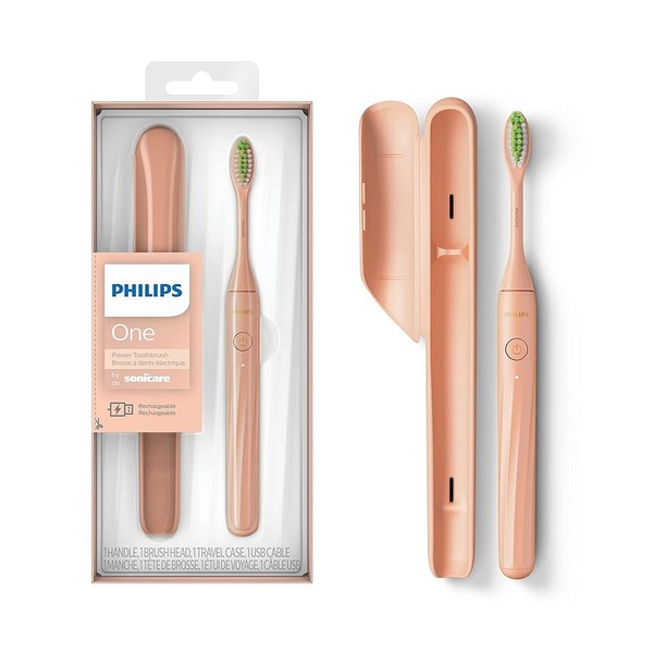 Philips One Sonicare HY1200/05 (全新盒損) 粉橘色 充電式電動牙刷 【保固1年】