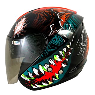 Nikko N557 N-557 安全帽 毒牙 3.0 亮面黑橘 半罩式 抗UV 內墨鏡 《淘帽屋》