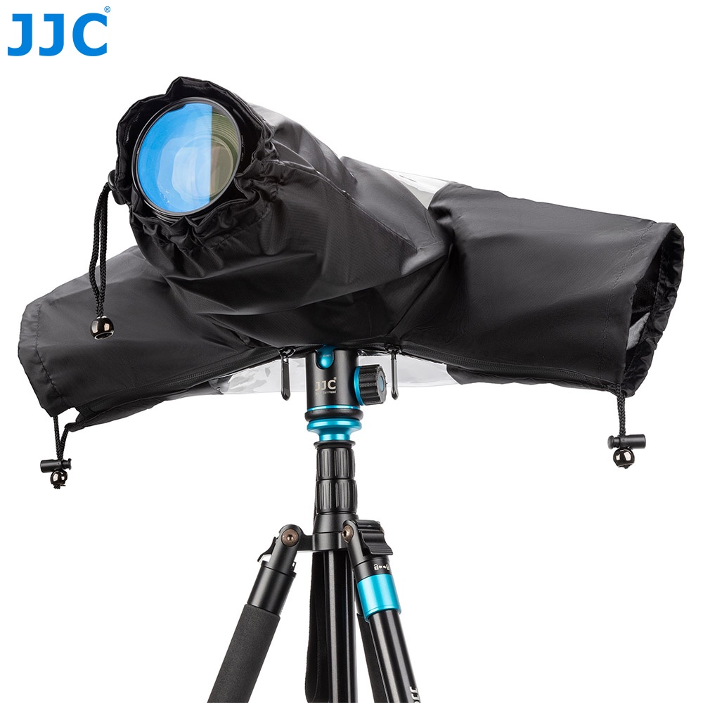 JJC 相機防雨罩 帶透明窗和操作袖套防水布戶外拍攝便攜雨衣 佳能尼康索尼富士奧林巴斯等單眼微單相機通用