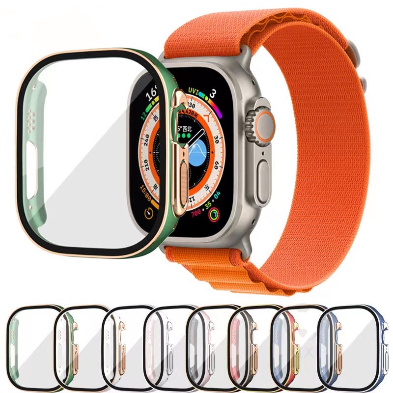 Apple Watch Ultra 保護殼 雙色殼膜一體 全包防護框 iWatch Ultra 49mm半包保護框 硬殼