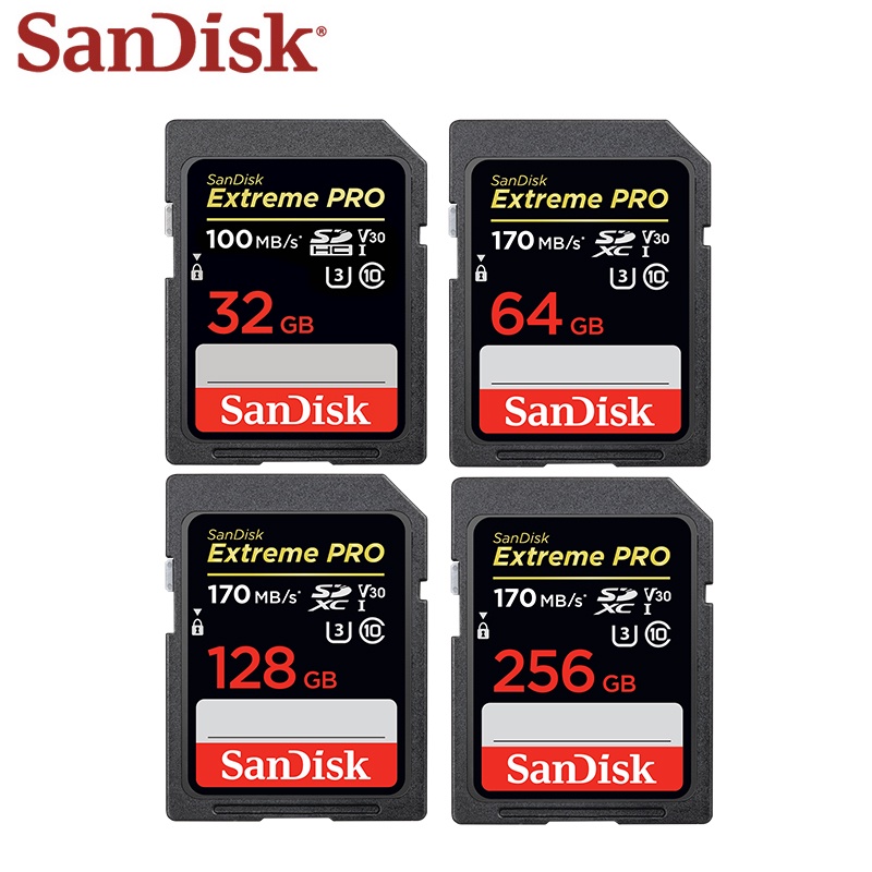 100% Sandisk Extreme Pro 存儲卡 256GB 128GB 64GB 最大讀取速度 170MB/s