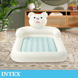 INTEX 小熊防滾落兒童植絨充氣床-附手壓幫浦(66814) 15010020