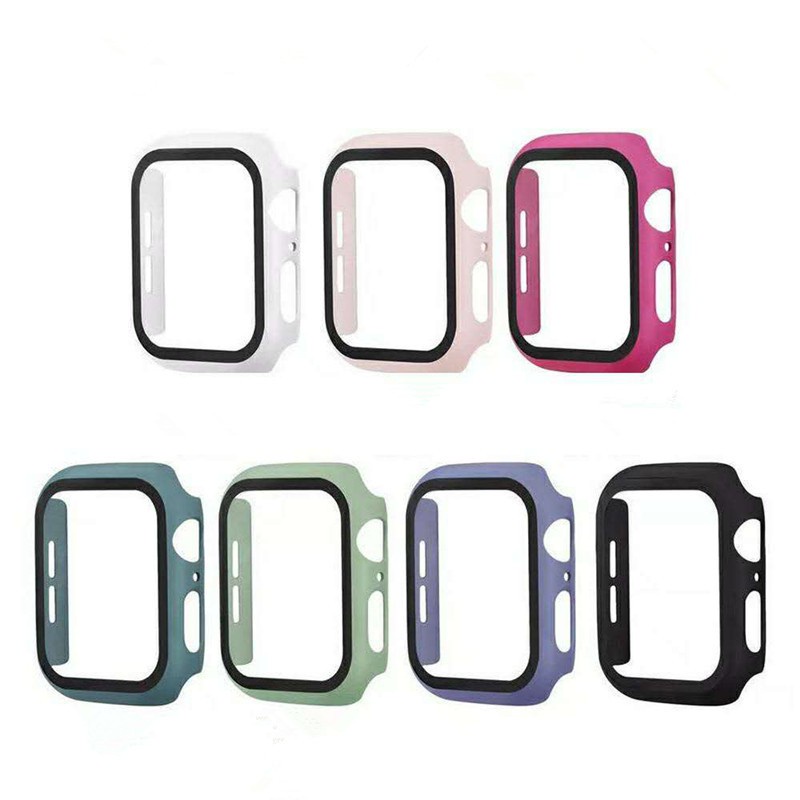 磨砂 無氣泡 殼膜一體 保護殼 iwatch 8代 適用 Apple Watch 8 7 SE 6 5 鋼化膜 全包殼