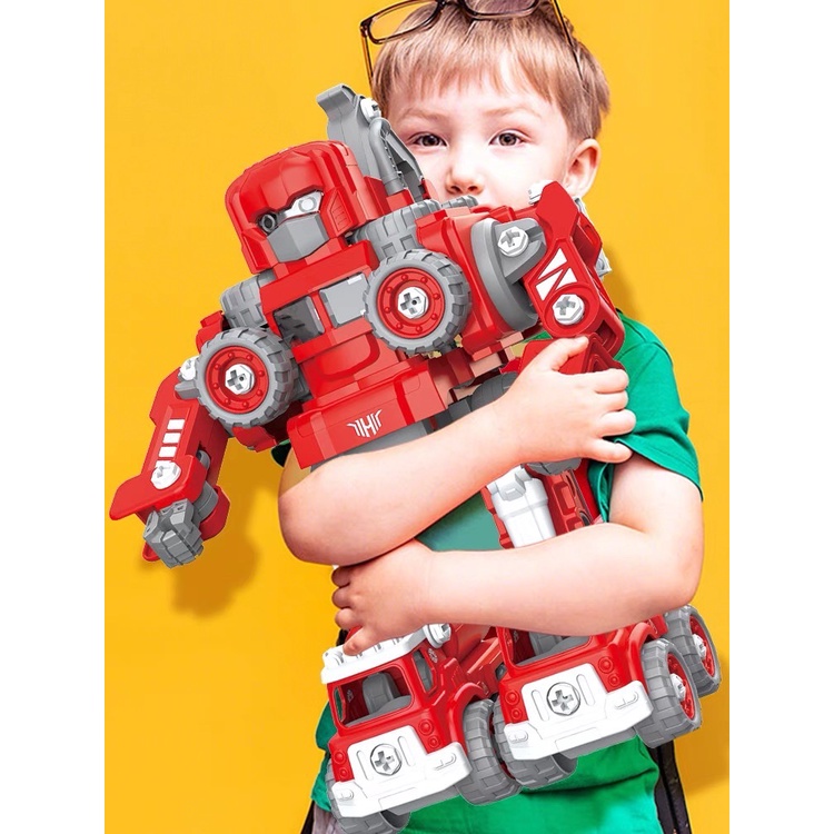 五合體消防車機器人 五合體拆裝消防機器人 拆裝螺絲機器人 拚裝消防車 消防機器人 消防玩具 組合機器人 拆裝螺絲玩具