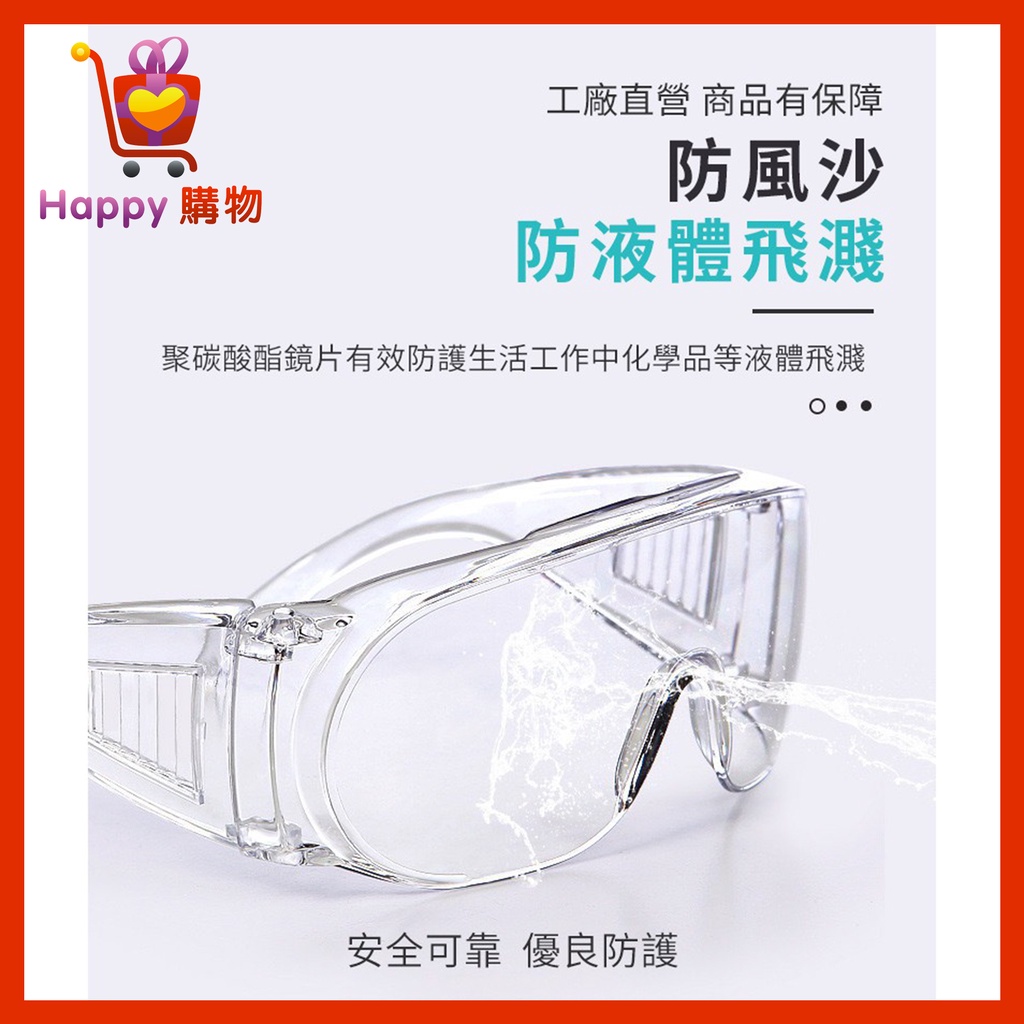 防護護目鏡 透明 防霧 強化鏡面 抗UV材質 防潑濺 防口沫 防飛沫