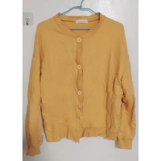 韓國製薑黃檸檬黃棉質外套罩衫230510