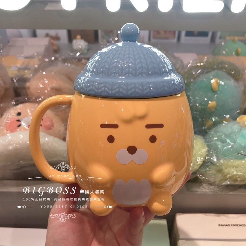 現貨 𝒃𝒊𝒈𝒃𝒐𝒔𝒔ᵏᵒʳᵉᵃ 韓國正品 KAKAO FRIENDS 🇰🇷 毛線帽RYAN馬克杯 400ml