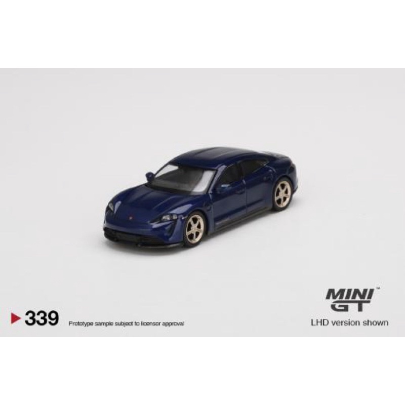 MINI GT No.339 Porsche Taycan Turbo S Gentian Blue Metallic