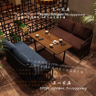<覓心家居>復古工業風咖啡廳卡座沙發酒吧清吧燒烤奶茶店西餐廳桌椅組合實木