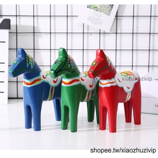 ►免運◄瑞典達拉木馬 北歐風擺件木質紅色藍色綠色馬擺件房間隔斷創意手工藝品玩具木馬