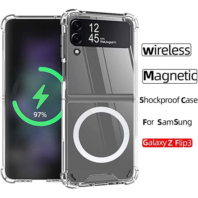 三星 Galaxy Z Flip 3 5G 和 Z Flip 4 磁性透明外殼 Magsafe 無線充電透明後蓋 Z F