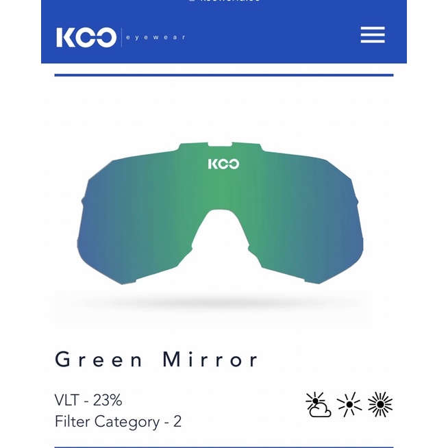 Kask KOO Demos 太陽眼鏡替換鏡片（蔡司鏡片）- Green Mirror