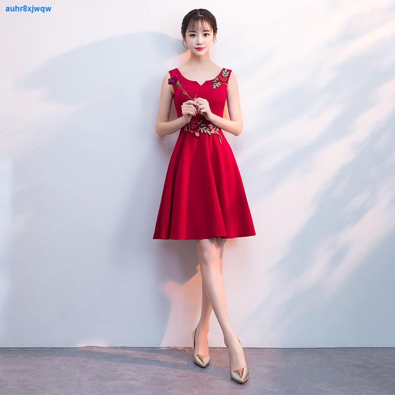 ●新娘敬酒服春季新款中式紅色短款中式復古結婚小禮服女連衣裙