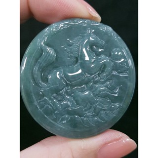 天然緬甸玉A貨翡翠油青馬牌 馬到成功 一馬當先 掛墜吊飾吊墜