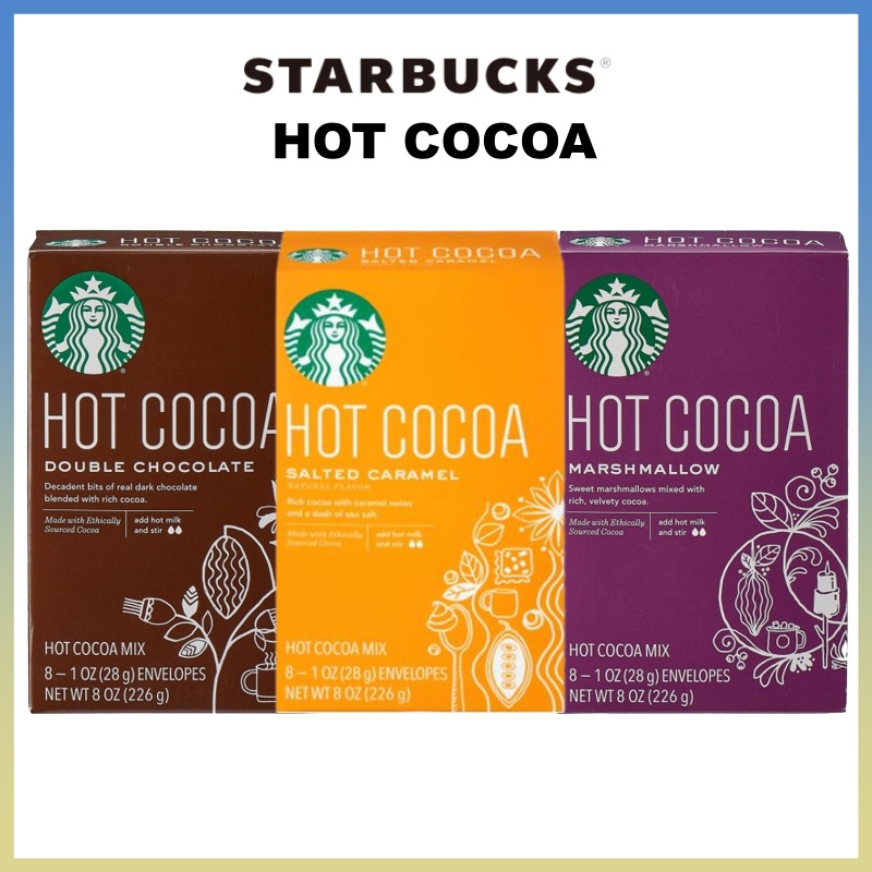 [STARBUCKS] HOT COCOA MIX 熱可可粉，28g x 8 小袋 / 雙巧克力，棉花糖, 咸焦糖